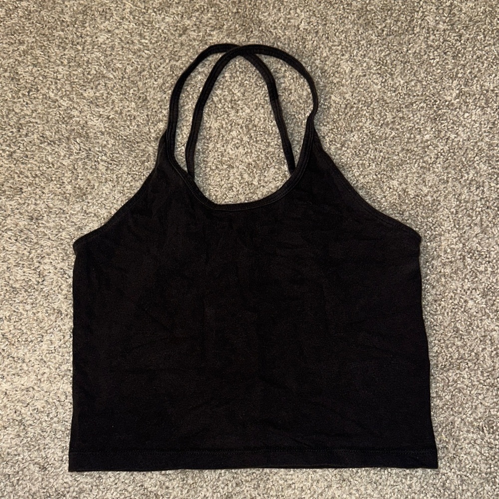 American Eagle Outfitters Black Crop Top With Criss Cross Straps